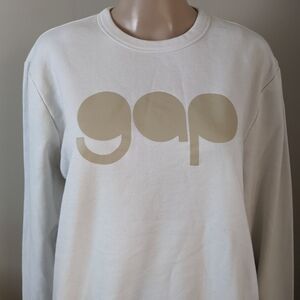 Gap logo white crewneck sweater, size large